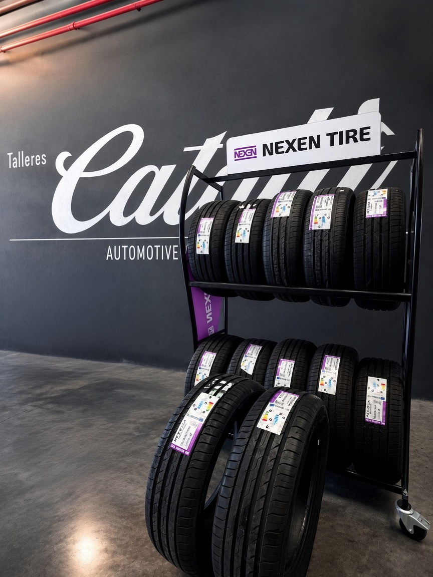 Expositor de neumáticos Nexen en Talleres Català